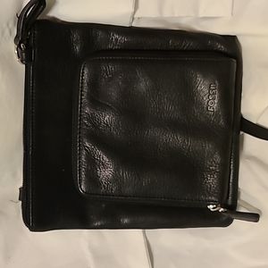Fossil crossbody black leather bag